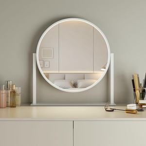 Desktop Make Up Cosmetic Illuminated Adjustable Lighted Led Tabletop Makeup Vanity Round Mirror With Lights
