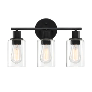 Modern clear Glass Black Wall Lamps Vanity Mirror With Led Light Bathroom Light Vanity Table Set With Led Light