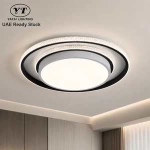 Modern Round Led Ceiling Light Remote Dimmable Tri Color Crystal Flush Mount 120W For Home Living Room Bedroom