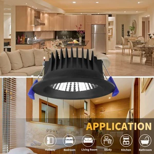 Australia IP54 Waterproof downlight Black Hotel downlight 10w 90mm Dimmable Recessed Spotlight downlight 3cct Saa Aluminum Lamps