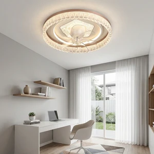 Easy Install Decorative LED Lighting Creative Crystalline Halo Shape Ceiling Fan Lamp Surface Mount For New House Project