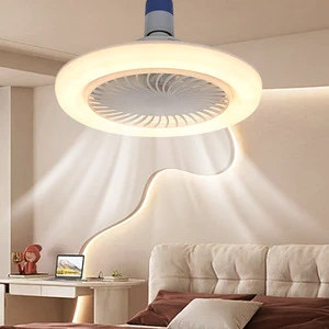 Led Fan Light E27 Screw-type Intelligent Remote Control Silent Ceiling Fan Lamp for Living Room and Bedroom