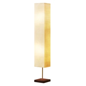 Floor Lamp E26 Base 3 Color Temperature Column Tall Standing Walnut Wood Modern Design LED High Brightness For Hotel Use-Beige