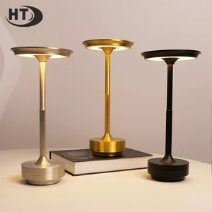 Luxury Metal Retro Cordless Desk Lamp Rechargeable Portable Battery Touch Sensor LED Table Light
