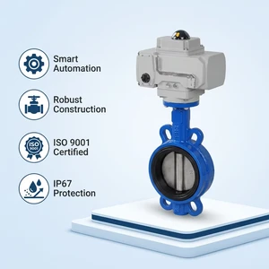Wafer Connection Sanitary Industrial Valve High Temp Stainless Steel Body With 12-point Manual Handle Electric Butterfly Valve