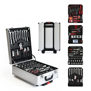 Silver Aluminum Trolley Box 186pcs Car Repair Tool Box Kit