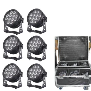 6 Pack Outdoor Waterproof Wireless DMX 12x18W RGBWA UV 6in1 IP66 LED Par Light Spotlights Touch Screen Battery Uplight Flight