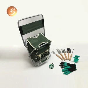 Professional Garden Tools Set with Chair and Bag