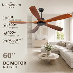 USA In Stock 60 Inch Solid Wood Ceiling Fan No Light Downrod Mount Remote Control Reversible DC Motor