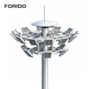 FORIDO Customized 20M 25M 30M High-Mast Outdoor LED Lighting Lamp Pole Aluminum Body IP66 Suitable for Stadiums Roads Ports