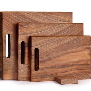 Wholesale Acacia Wood Cutting Board Set With Holder 3 PCS Wooden Chopping Boards For Kitchen Food Prep