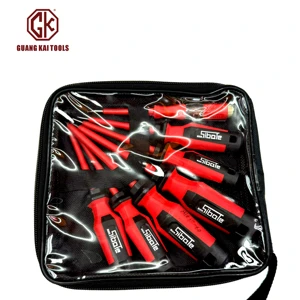 GK-C046 Bagged Multifunctional Large-sized Manual Red Steel Handle OEM Torx DIY 8pc Screwdriver Set for Twisting