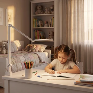 Touch Foldable Round Top Bottom Glowing Modern AC Desk Lamp with Adjustable Color Temperature LED Table Lamp Metal Reading Lamp