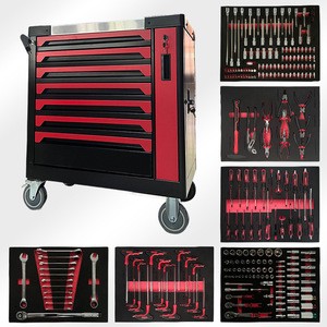 Professional 245pcs Tool Set With Mobile Tool Cart 7 Drawer Mechanics Kit For 4S Automotive Repair Workshop