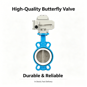 Electric Wafer Butterfly Valve Stainless Steel Disc PTFE Lined Teflon Seat DN100 4 Inch Motorized Corrosion Resistant Industrial