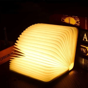Small Cute USB Rechargeable Plug-In LED 3D Wooden Night Light Kids' Reading Bedside Table Lamp Warm LED Colors Touch Control