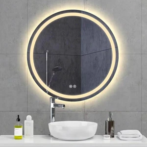 Modern Design Wholesale LED Illuminated Front Lamp Round Vanity Lighted Bath Room Mirror for Hotel Projects