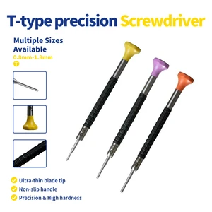 Octagonal 6Pcs Precision T-type Anti-slip Handmade Stainless Steel Watch Screwdriver Set Black Handle 75g Watch Repair Tools Kit