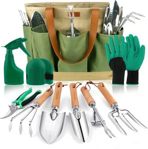 Gardening Tools 9-piece Heavy Duty Gardening Hand Tools with Fashion and Durable Organizer Handbag Rust-proof Garden Tool Set