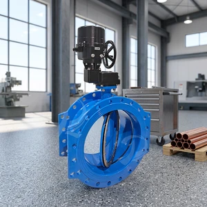 Fast Delivery Flanged Butterfly Valve, DIN Double Offset Butterfly Valve DN450 with Gearbox Prepared for Water Projects