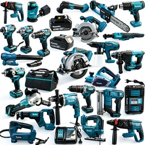 Makita18V Cordless All-in-one PowerToolSet with Batteries & Charger & Impact Wrench & Driver Brushless Power Tool Combo Kit