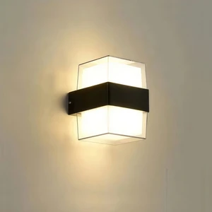 Factory Wholesale Modern Cubic Double Acrylic Outdoor Waterproof Wall Light IP65 Black ABS LED Wall Sconce for Courtyard