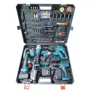 5-in-1 Brushless Lithium Drill, cordless brushless impact wrench, Angle Grinder & Battery Combo Power Tool Set