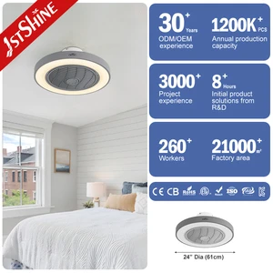 1stshine Bedroom Modern Indoor Smart APP Remote Control Dimmable 3 Color Led Light Ceiling Fan