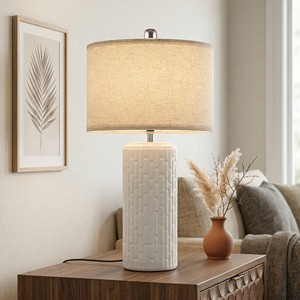Stone-Like Ceramic Bedroom Lamps For Night Stands Farmhouse Bedside Lamps For Bedroom Living Room Nightstand Lamps