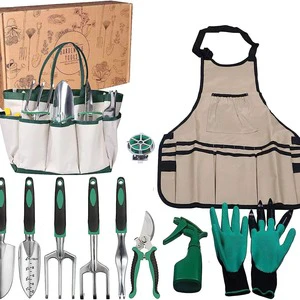 Industrial 11-Piece Aluminum Alloy Stainless Steel Garden Tool Set Rubber Handles Lightweight Shovel Rake-OEM Customizable Gift