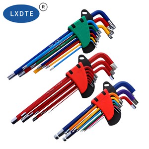 LXD 9 Piece Metric Ball End Color Coded Chrome-vanadium Steel Hex L-Key Allen Wrench Set DIY OEM
