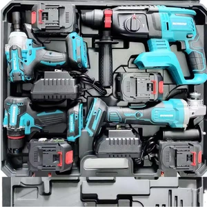 21v Lithium Battery Power Tool Set Four-piece Set Wrench Angle Grinder Electric Hammer Electric Drill