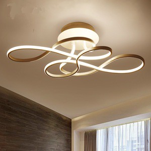 Modern Minimalist Style Intelligent Dimming 220V Switch Control Gold Black Led Acrylic Ceiling Lights for Living Room