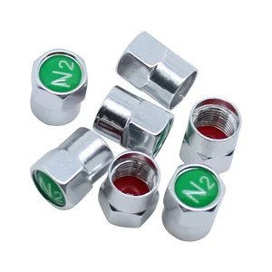 Car Chrome-Plated Copper N2 Valve Cap Dust Cover NITROGEN N2 VALVE STEM CAPS WHEEL TIRE CHROME