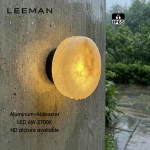 Modern Simple LED Waterproof Ra90 Alabaster Wall Light Outdoor IP65 Black Aluminum Backyard Garden Porch Corridor Lamp