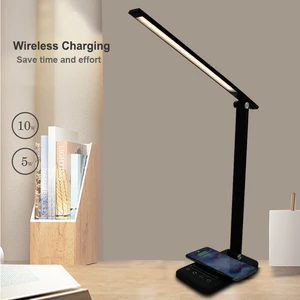 Flexible USB Port Wireless Charging LED Desk Lamp Aluminum Modern Offices Reading Room Simple Electric Touch Control Night Light