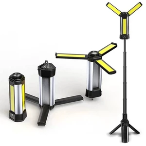 New Small Bracket High-Brightness Dimmable LED Camping Workshop Light USB Rechargeable 6000mAh Battery Floor Stand Extendable