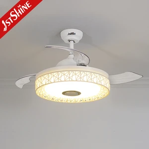 1stshine Ceiling Fan Light 42 Inch Retractable Remote Control Invisible Smart Modern Ceiling Fan with LED Light
