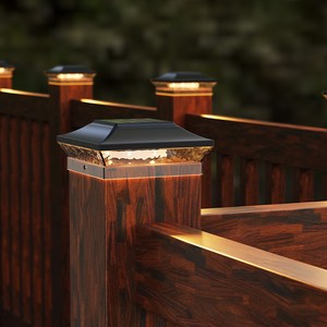 Solar Post Cap Light Flame Effect 3 Color Modes, Fits 4x4 & 3.5x3.5 Waterproof LED For Fence Deck Patio Driveway Garden