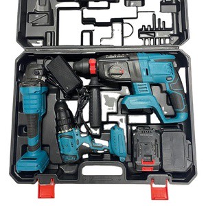 Multifunctional 4 in 1 Brushless Electric Lithium Battery Angle Grinder Drill Hammer Wrench Power Tool Four-piece Set