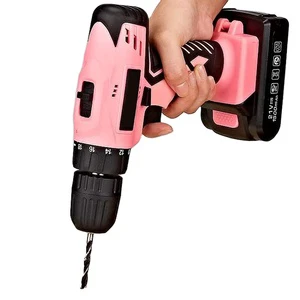 Professional Tool Kit Box Electric Power Combo Household Tool Set Pink Tool Kit with Cordless Power Drill