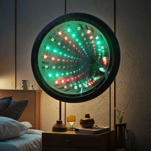 MingXiong Infinity Mirror LED RGB Color Changing Sensory Party Decor Middle Sized ABS Tunnel Lamp for Bedroom AAA Battery