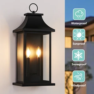 Weatherproof Outdoor Wall Light Wet Rated Hardwired E12 X2 Fixture for Gazebo Patio Walkway Shower Room Bulbs Not Included