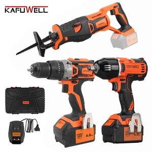 KAFUWELL PA4549H 3 Pcs Cordless Rechargeable Professional Brushless Electric Drill Wrenches Combination Tool Set