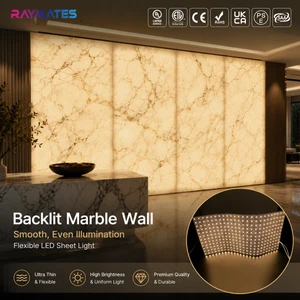 Custom Paper Thin LED Sheet for Stone Countertop Onyx Backlight 24V Dimmable 5000K High Density LED Light Sheet Flex Panel