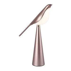 Small Bird Desk Lamp LED Light Bedside Night Light 3 Colors Metal Finish