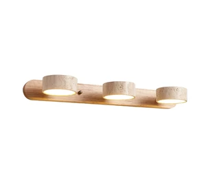 Bathroom Mirror Front Light LED Washstand Bathroom Vanity Wall Lamp Simple Modern Solid Wood Vintage Bedside Wall Lamp