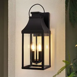 20 Modern Black Outdoor Wall Light 2-Light Porch & Exterior Lighting Fixture Outdoor Wall Sconce Lantern with Wall Mount Outs