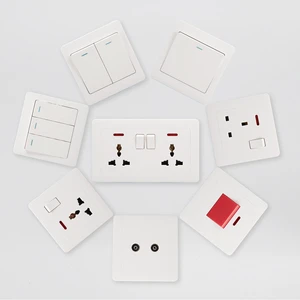 High Quality British Standard Wall Light Switches And Socket With White Switch Panel 3 Pin Universal Socket For Electric Switch