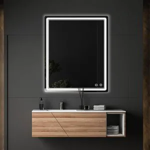 LED light bathroom mirror with anti-fog function, customizable in modern style, a luminous wall-mounted bathroom vanity mirror.